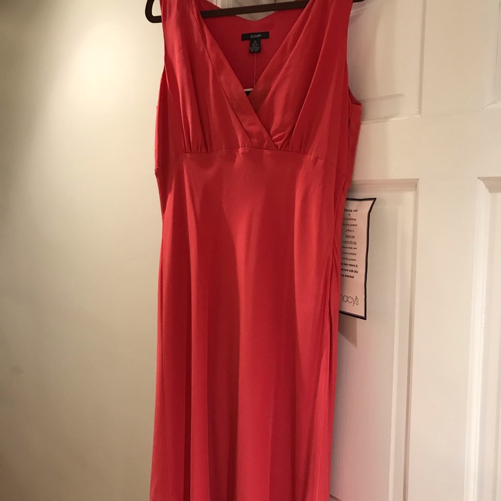 Silk coral Alfani dress size 10 - Picture 5 of 7